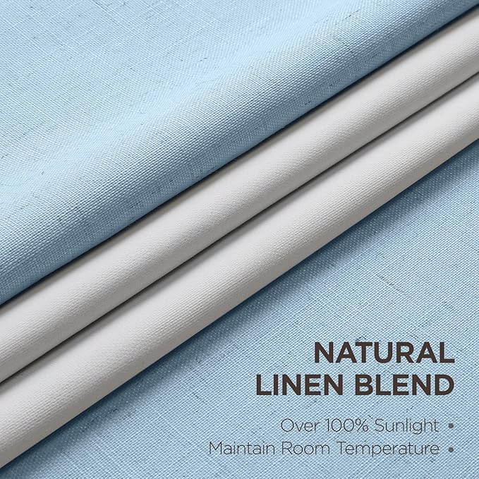 Joydeco Pinch Pleated Linen Curtains for Living Room, 100% Blackout Darkening Curtains 72 inches Length 2 Panel Thermal Insulated Pinch Pleat Drapes(Chambray Blue,40'' Wx72'' L)