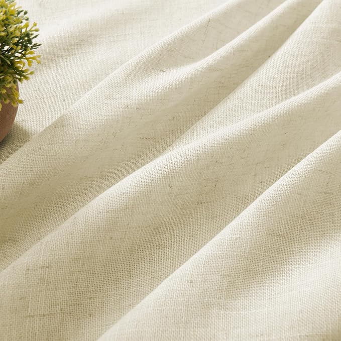 Joydeco Linen Curtains 90 Inch Length 2 Panel Sets,Light Filtering Curtains for Bedroom 52 Inch Wide Living Room Drapes with Back Tabs & Rod Pockets (W52 x L90 Inch, Linen)