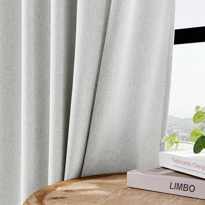 Joydeco Light Filtering Curtains 72 Inch Length for Bedroom, Faux Linen Curtains 72 Inches Long for Living Room, Pinch Pleat Curtains for Living Room 72 Inch Length(52x72 inch, Greyish White)