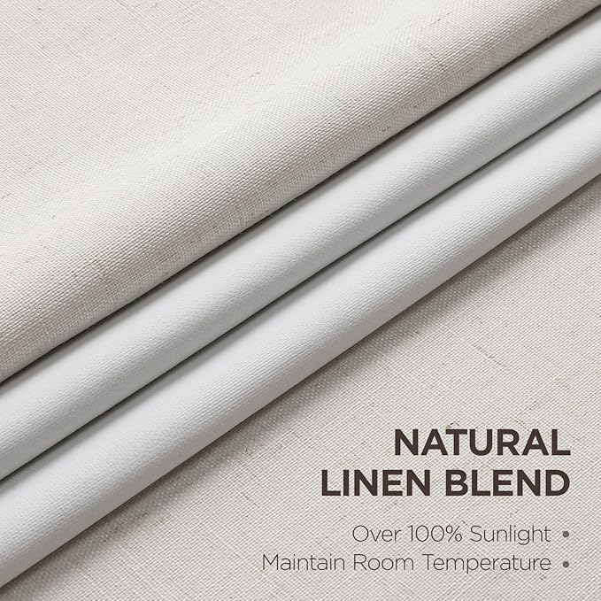 Joydeco Pinch Pleated Linen Curtains Darkening Drapes for Bedroom, 100% Blackout Drapes 96 inches Long 2 Panels Heat Blocking Curtains(Ivory,40'' Wx96'' L)