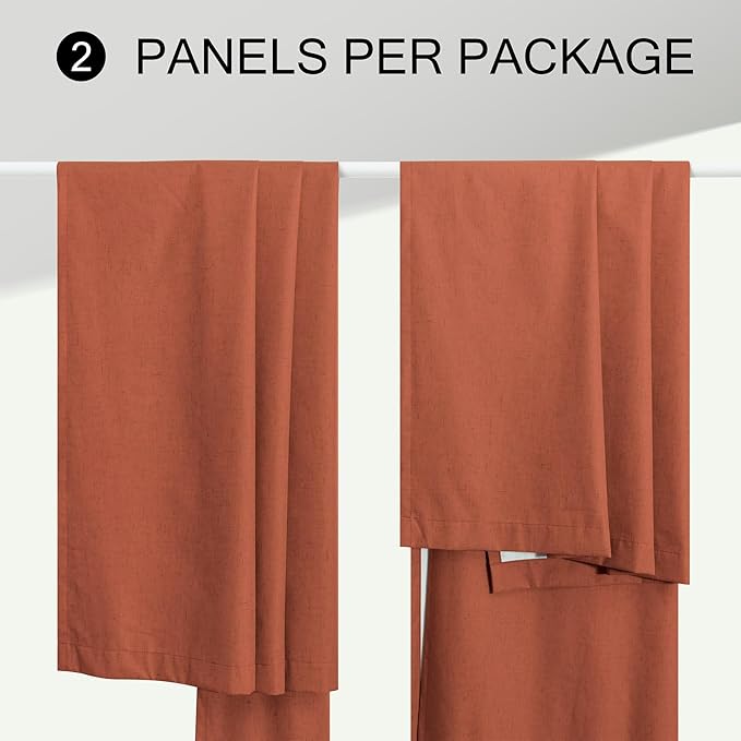 Terracotta Blackout Curtains for Living Room 2 Panel 84 Inches Long Back Tab Pocket Black Out Linen Burnt Orange Rust Drapes for Bedroom Darkening Thermal Insulated Boho Farmhouse Fall Decor 84 Length