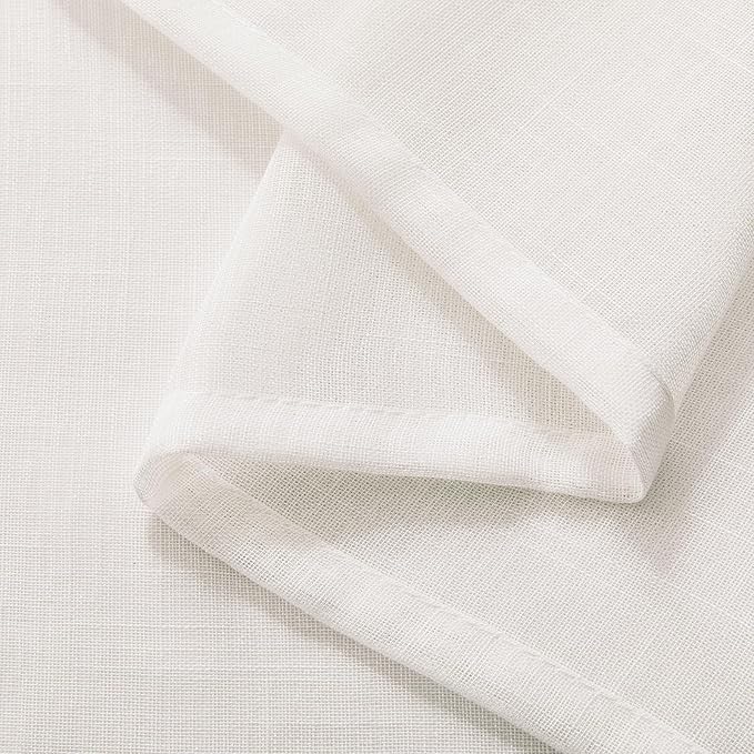 Joydeco Sheer Curtains 72 Inches Long, Cream Curtains for Living Room 2 Panels Set, Ivory Curtains Window Privacy Assured with Light Filtering(W52 x L72 Inch,Ivory)