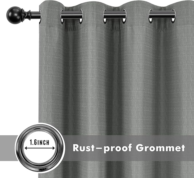 HolidayIdeas 4 Panels Linen Outdoor Curtains for Patio Waterproof Curtains 95 Inch Length-Indoor/Outdoor Curtains Weatherproof, Privacy for Pergola, Porch, Gazebo-110 Wide x 95" Long Light Grey