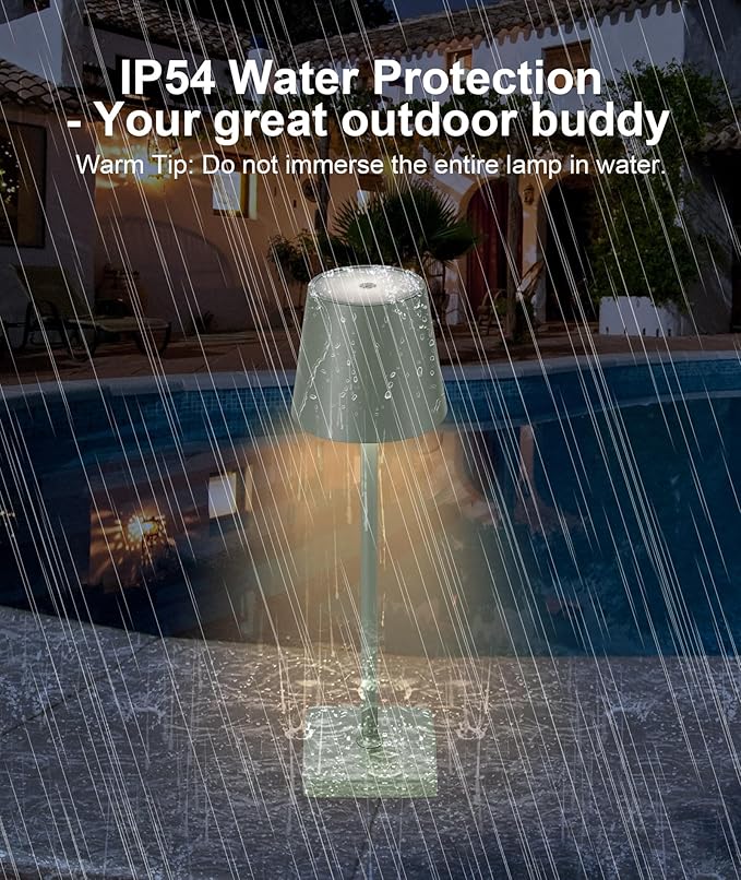 HASUN 2 Pack Cordless Table Lamp, Portable LED Desk Lamp, 5200mAh Battery Operated Lights, 3 Color Stepless Dimming Up, Night Light for Bedroom/Date/Bars/Cafe/Camping (Green 2Pack)