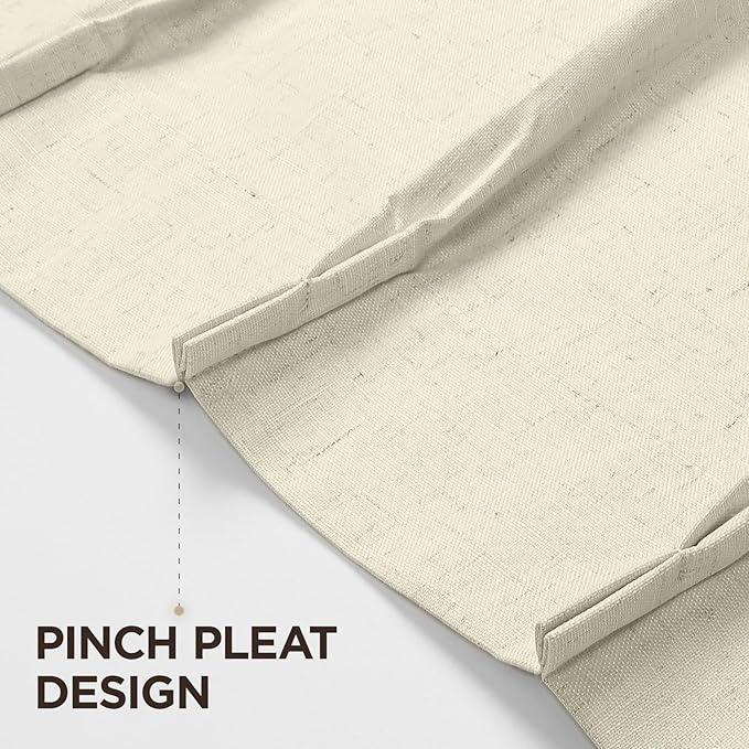 Joydeco 100% Blackout Pleated Curtains, Linen Window Curtains 2 Panel Sets 108 inches Long, Thermal Insulated Darkening Drapes for Bedroom(Linen,40'' Wx108'' L)