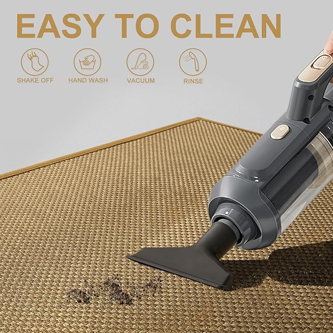 LEKEEPGO Door Mat 17"x29", Low-Profile Door Mat Indoor Entrance, Non Slip Rubber Backing Front Doormat Washable Absorbent Inside Indoor Resist Dirt Entryway Mat, Light Brown