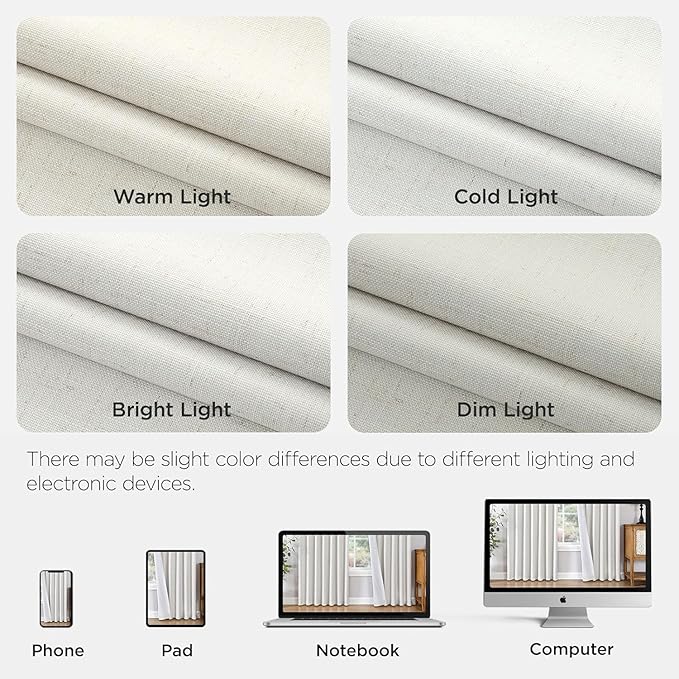 Joydeco Pinch Pleated Linen Curtains for Living Room, 100% Blackout Curtains 84 inches Long 2 Panel Thermal Insulated Pinch Pleat Drapes(Ivory,40'' Wx84'' L)