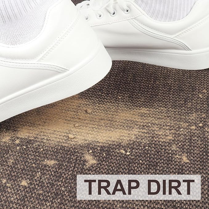 LEKEEPGO Door Mat 24"x47", Non Slip Door Mat Indoor Entrance, Rubber Backing Front Indoor Door mat Washable Absorbent Low-Profile Entryway Entry Resist Dirt Inside Door Mats, Brown