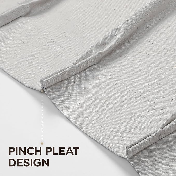 Joydeco Pinch Pleated Linen Curtains Darkening Drapes for Bedroom, 100% Blackout Drapes 96 inches Long 2 Panels Heat Blocking Curtains(Ivory,40'' Wx96'' L)