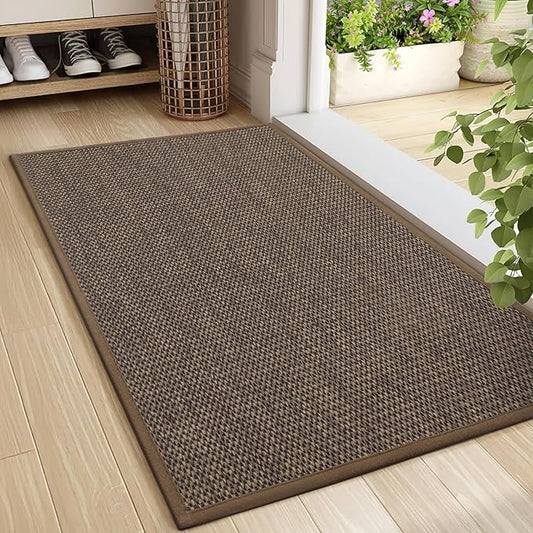 LEKEEPGO Door Mat 24"x36", Non Slip Door Mat Indoor Entrance, Rubber Backing Front Indoor Door mat Washable Absorbent Low-Profile Entryway Entry Resist Dirt Inside Door Mats, Brown