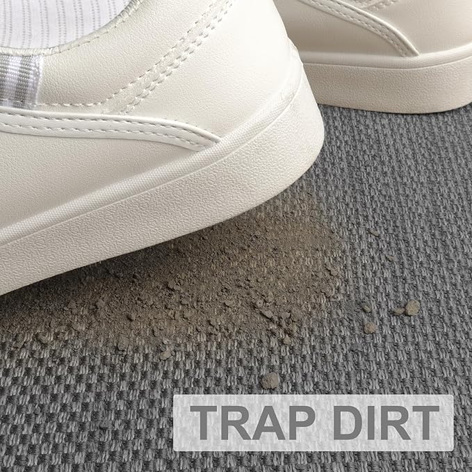 LEKEEPGO Door Mat 36"x59", Non Slip Door Mat Indoor Entrance, Rubber Backing Front Indoor Door mat Washable Absorbent Low-Profile Entryway Entry Resist Dirt Inside Door Mats, Light Grey