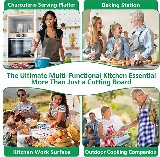 Titanium Cutting Boards for Kitchen [Set of 3], Double Sided Pure Titanium Cutting Board | Easy to Clean | Dishwasher Safe | Food-Grade Raw & Cooked Foods or Outdoor Camping Chopping Board