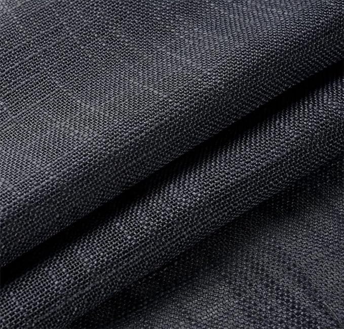 MIUCO Semi Sheer Curtains Poly Linen Textured Solid Grommet Curtains 84 Inches Long for French Doors 2 Panels (2 x 37 Wide x 84" Long) Charcoal Grey