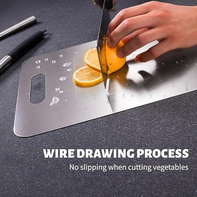 Titanium Cutting Board, New Upgrade Pure Titanium Cutting Boards for Kitchen,Food Grade 316 Stainless Steel Cutting Board，Double sided Dishwasher Safe 12 * 8inch