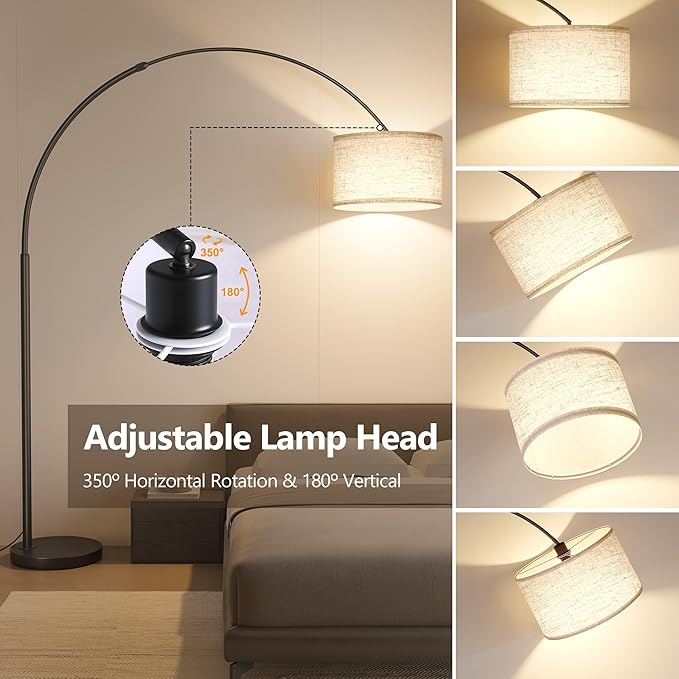 SUNMORY 82" Tall Arc Floor Lamps for Living Room, Large Floor lamp with Remote Control, Modern Curved Floor lamp, Corner Lamp for Dining Room, Office