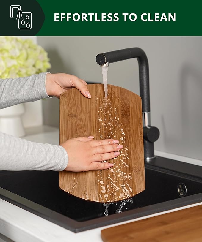 ROYAL CRAFT WOOD Cutting Boards for Kitchen - Wooden Cutting Board for Meal Prep & Serving, Non-Toxic Bamboo Chopping Board, Carbonized Bamboo Durable Charcuterie & Lightweight Serving Boards (2 pcs)