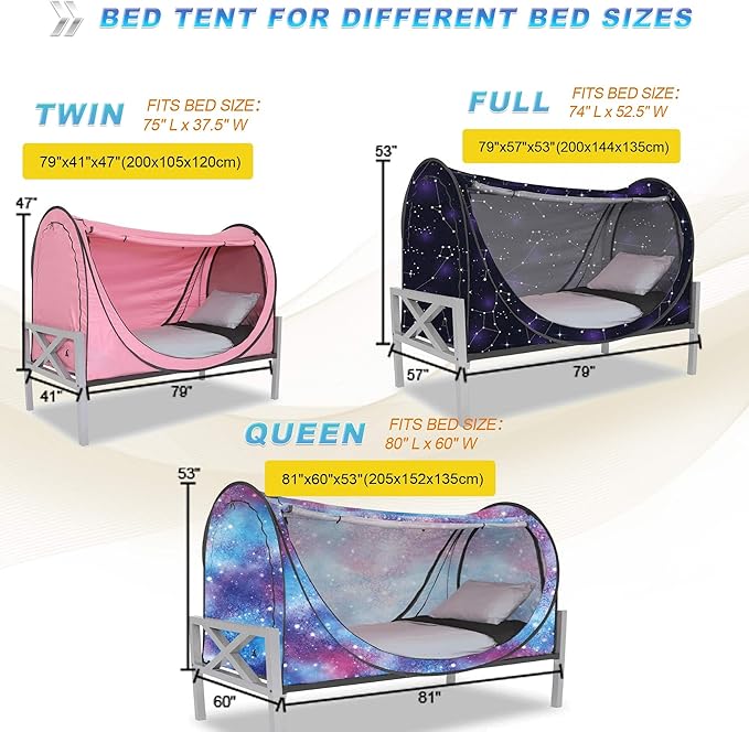 Privacy Pop up Eclipse Bed Tent Bed Drapes (Pink, Full)