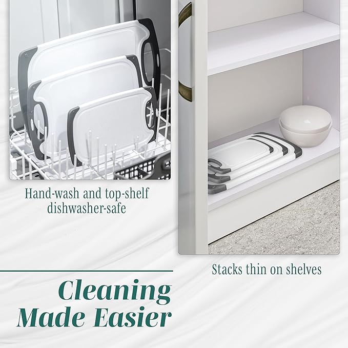 Cutting Boards for Kitchen - BPA-Free Chopping Board - Different Sizes & Non Slip Handles - Reversible, Large Cutting Board Set - Unique Gifts for Cooks Who Have Everything - 3-Pack Red