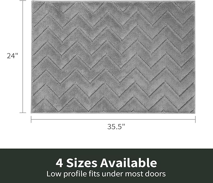 Stiio Front Door Mat Indoor Outdoor Entrance, Absorbent Muddy Dirt Resist Doormat, Low Profile Washable Fade Resistant Entryway Mat for Entry Patio Porch, 24x35.5 Inches Grey