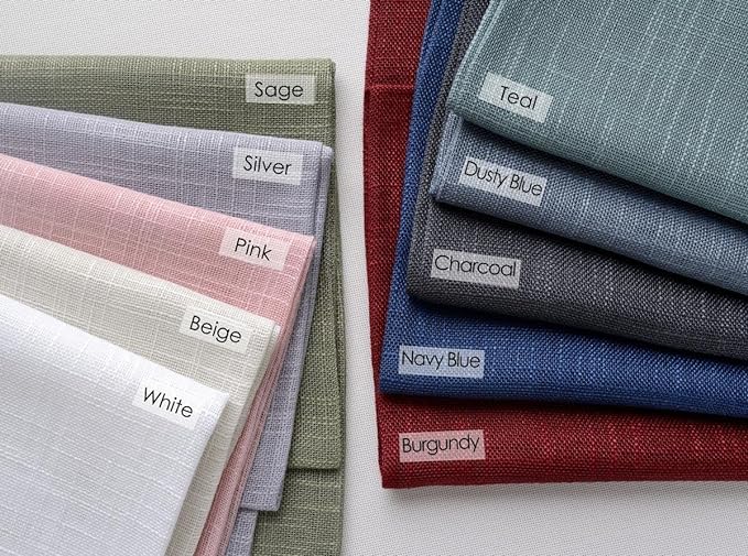 MIUCO Semi Sheer Curtains Poly Linen Textured Solid Grommet Curtains 84 Inches Long for Living Room 2 Panels (2 x 37 Wide x 84" Long) Dusty Blue