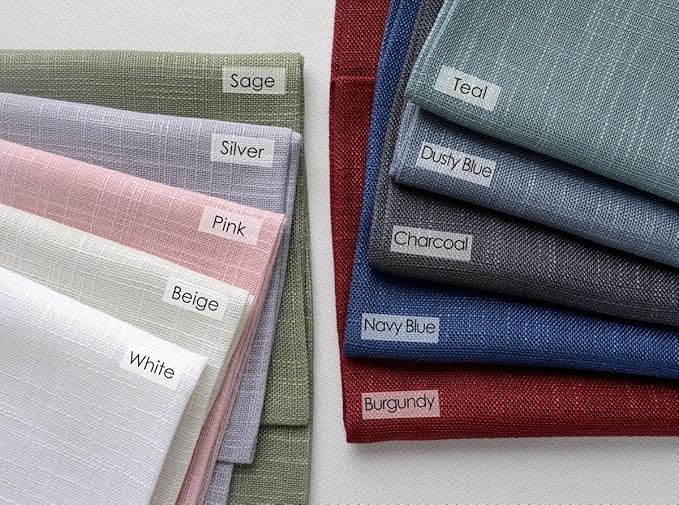 MIUCO Semi Sheer Curtains Poly Linen Textured Solid Grommet Curtains 84 Inches Long for Kids Room 2 Panels (2 x 37 Wide x 84" Long) Teal