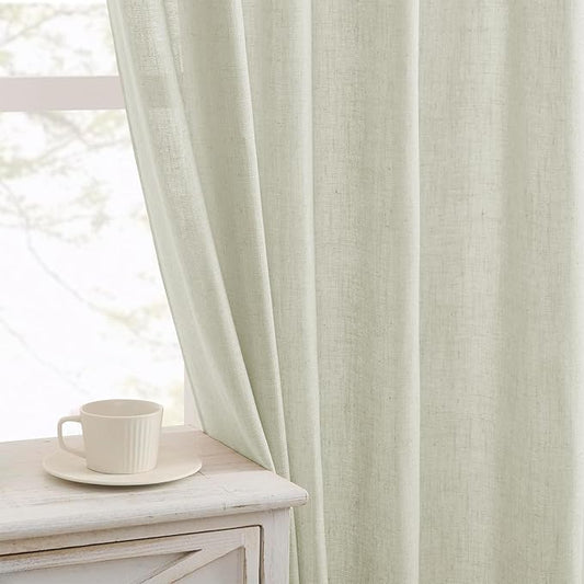 Joydeco Linen Curtains 72 Inch Length 2 Panel Sets,Light Filtering Curtains for Bedroom 52 Inch Wide Living Room Drapes with Back Tabs & Rod Pockets (W52 x L72 Inch, Oatmeal)