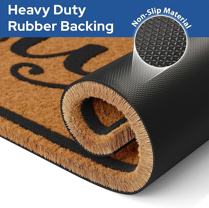 Barnyard Designs Natural Coco Coir Heavy Duty Backing Doormat - Large Cute Non-Slip Front Door Welcome Mat for Outside Entrance or Porch Entry, Brown (24x36, Home Sweet Home)