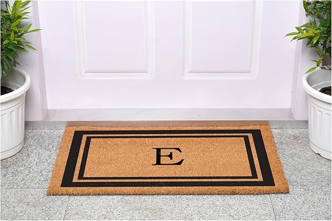 Calloway Mills 152962448 Black Border 24" x 48" Monogram Doormat (Letter E)