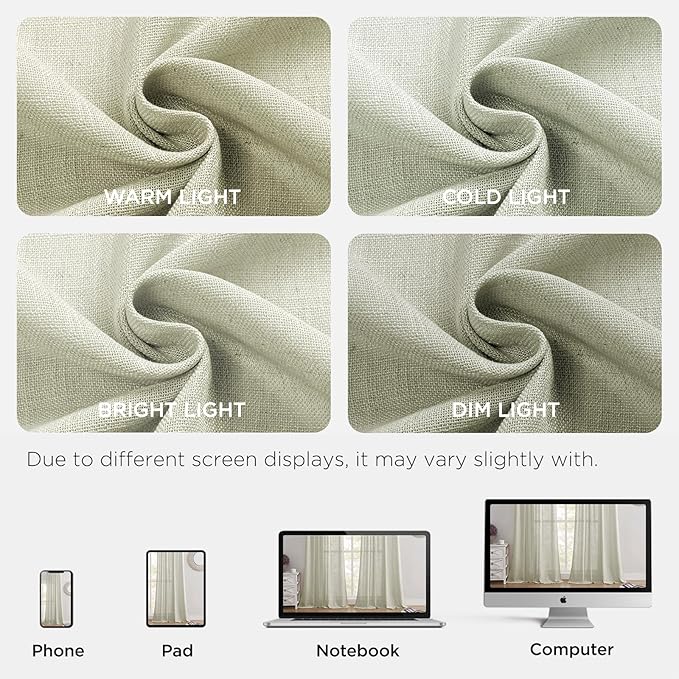 Joydeco Linen Curtains 72 Inch Length 2 Panel Sets,Light Filtering Curtains for Bedroom 52 Inch Wide Living Room Drapes with Back Tabs & Rod Pockets (W52 x L72 Inch, Oatmeal)