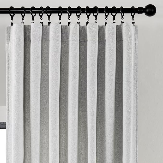 Joydeco Light Filtering Curtains 84 Inch Length for Bedroom, Faux Linen Curtains 84 Inches Long for Living Room, Pinch Pleat Curtains for Living Room 84 Inch Length(52x84 inch, Greyish White)