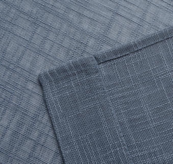MIUCO Semi Sheer Curtains Poly Linen Textured Solid Grommet Curtains 84 Inches Long for Living Room 2 Panels (2 x 37 Wide x 84" Long) Dusty Blue