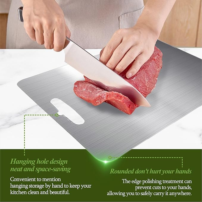 Titanium Cutting Board, 100% Pure Titanium Cutting Boards for Kitchen, Double Sided Food-Grade, Dishwasher Safe Chopping Board for Cutting Meat Vegetable Fruit (11.5"L x 8"W)