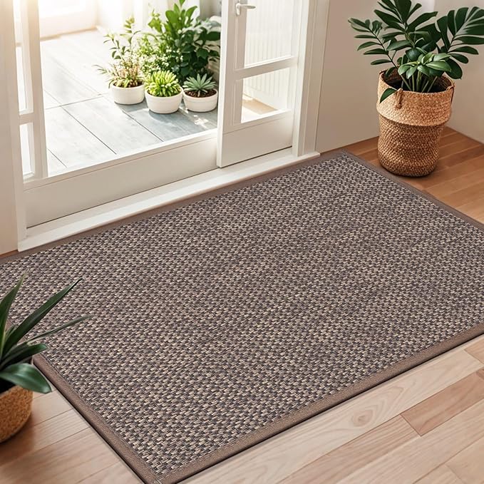 LEKEEPGO Door Mat 36"x59", Non Slip Door Mat Indoor Entrance, Rubber Backing Front Indoor Door Mats Washable Absorbent Low-Profile Doormat Entryway Entry Resist Dirt Inside Door Mats, Brown