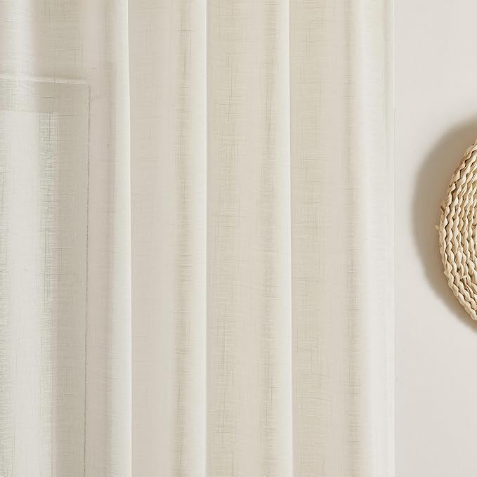 Joydeco Sheer Curtains 108 Inches Long, Cream Curtains for Living Room 2 Panels Set, Ivory Curtains Window Privacy Assured with Light Filtering(W52 x L108 Inch,Ivory)