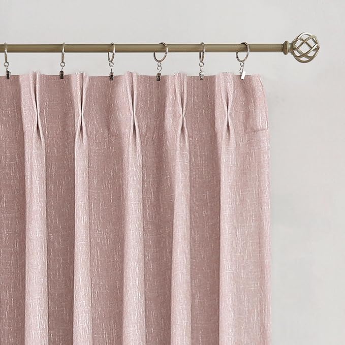 Vision Home Pink Pinch Pleated Full Blackout Curtains Room Darkening Window Panels 90 inch for Girls Bedroom Living Room Thermal Insulated Pinch Pleat Pink Drapes with Hooks Back Tab 40" Wx90 Lx2