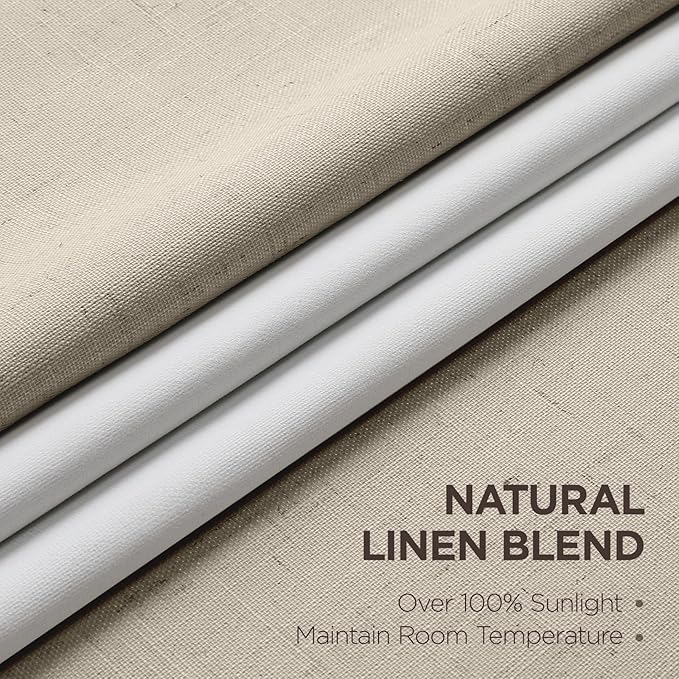 Joydeco Pleated Curtains for Living Room Bedroom, Linen Drapes 90 inch Length 2 Panels Set, Blackout Thermal Insulated Curtain(Cobblestone,40'' Wx90'' L)