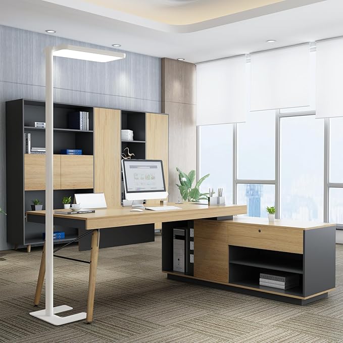 LED Floor Lamp 78ines Tall Floor Lamp 80W White Mordern Office Standing Lights Eye-Care Reading Lamps for Living Room Study Bedroom 4000K Daylight