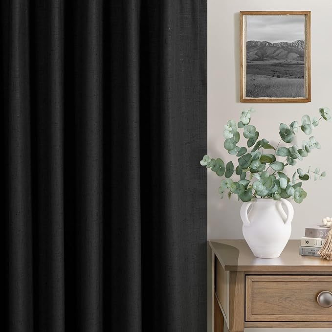 Black Out Curtains 108 Inches Long 2 Panel Burg for Bedroom Window Solid Modern Blackout Linen Drapes Back Tab Sun Heat Cold No Light Blocking Curtains for Winter Living Room Blinds Shades Elegantes