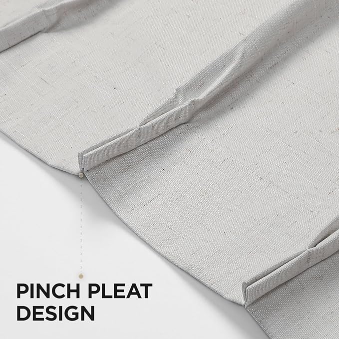 Joydeco Pinch Pleated Linen Curtains for Living Room, 100% Blackout Curtains 84 inches Long 2 Panel Thermal Insulated Pinch Pleat Drapes(Ivory,40'' Wx84'' L)