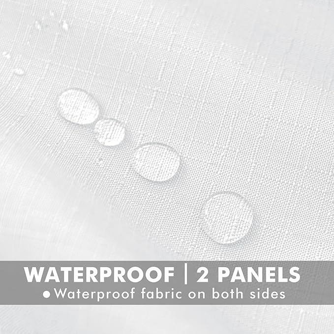 HolidayIdeas 4 Panels Linen Outdoor Curtains for Patio Waterproof White Curtain Panels 95 Inch Length-Wide Weatherproof, Privacy, Outside Curtains for Pergola, Porch, Gazebo-110 Wide x 95" Long