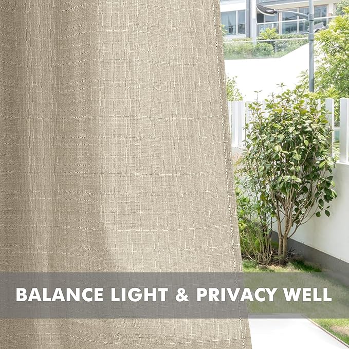 HolidayIdeas Linen Outdoor Curtains for Patio Waterproof-4 Panels Cream Outside Gazebo Curtains 54"x95"-Indoor/Outdoor Curtains Weighted Weatherproof, Privacy for Pergola, Porch, Cabana, Livingroom
