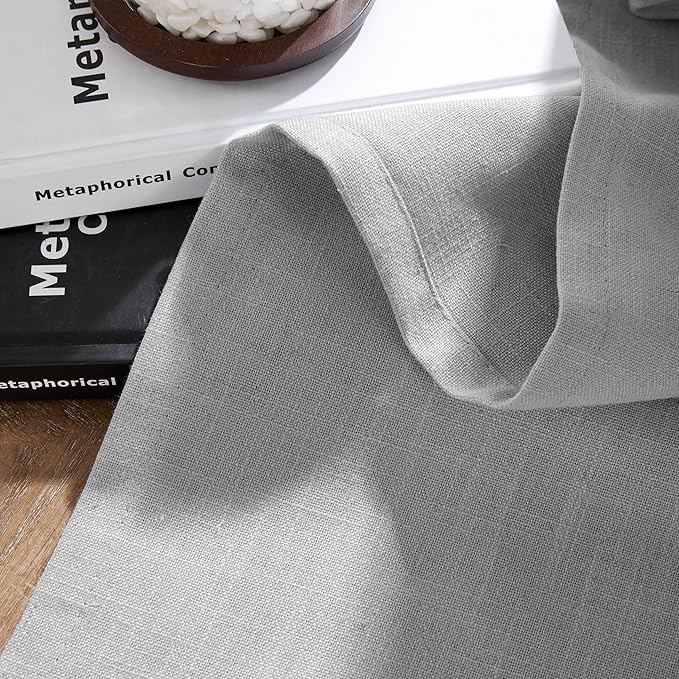 Joydeco Linen Curtains 63 inches Long 2 Panel Sets for Living Room, Light Filtering Drapes with Rod Pocket Back Tab, Ebony Grey Window Long Curtains