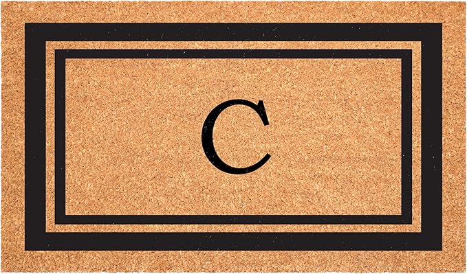 Calloway Mills 152962448 Black Border 24" x 48" Monogram Doormat (Letter C)