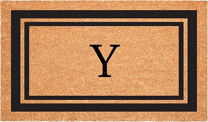 Calloway Mills 152962448 Black Border 24" x 48" Monogram Doormat (Letter Y)