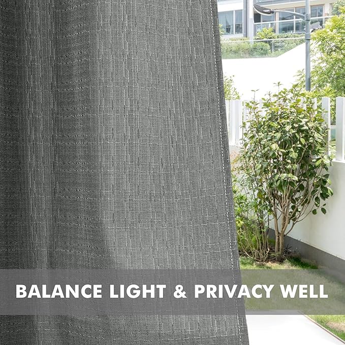 HolidayIdeas 4 Panels Linen Outdoor Curtains for Patio Waterproof Curtains 54" Wide x 84" Long-Indoor/Outdoor Light Grey Curtains Waterproof, Privacy for Pergola, Porch, Gazebo, Backyard, Sunroom