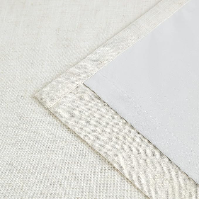 Vision Home Natural Pinch Pleated Full Blackout Curtains Linen Blended Room Darkening Window Curtains 95 inch for Living Room Bedroom Thermal Insulated Pinch Pleat Drapes with Hooks 2 Panel 40"Wx95"L