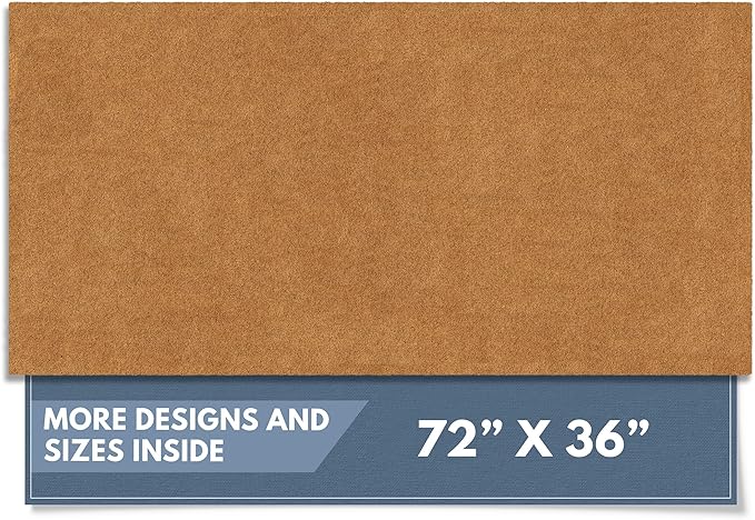 Barnyard Designs Natural Coco Coir Heavy Duty Backing Doormat - Large Cute Non-Slip Front Door Welcome Mat for Outside Entrance or Porch Entry, Brown (36x72, Plain Brown)