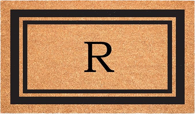 Calloway Mills 152961830R Black Border 18" x 30" Monogram Doormat, (Letter R)