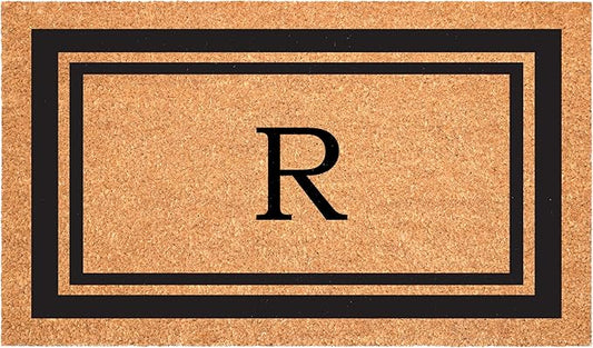 Calloway Mills 152961830R Black Border 18" x 30" Monogram Doormat, (Letter R)