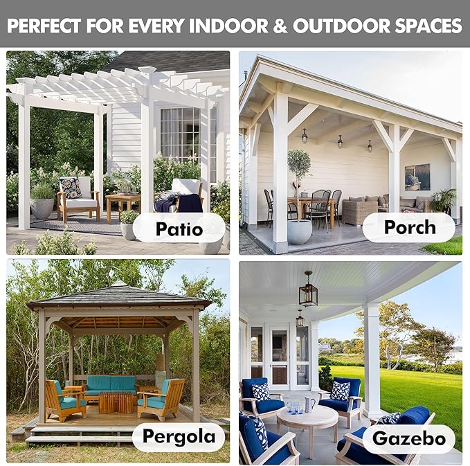 HolidayIdeas 4 Panels Linen Outdoor Curtains for Patio Waterproof White Curtains 84 Inch Length-Outside Curtains Weatherproof, Privacy for Pergola, Porch, Gazebo-54 Wide x 84" Long